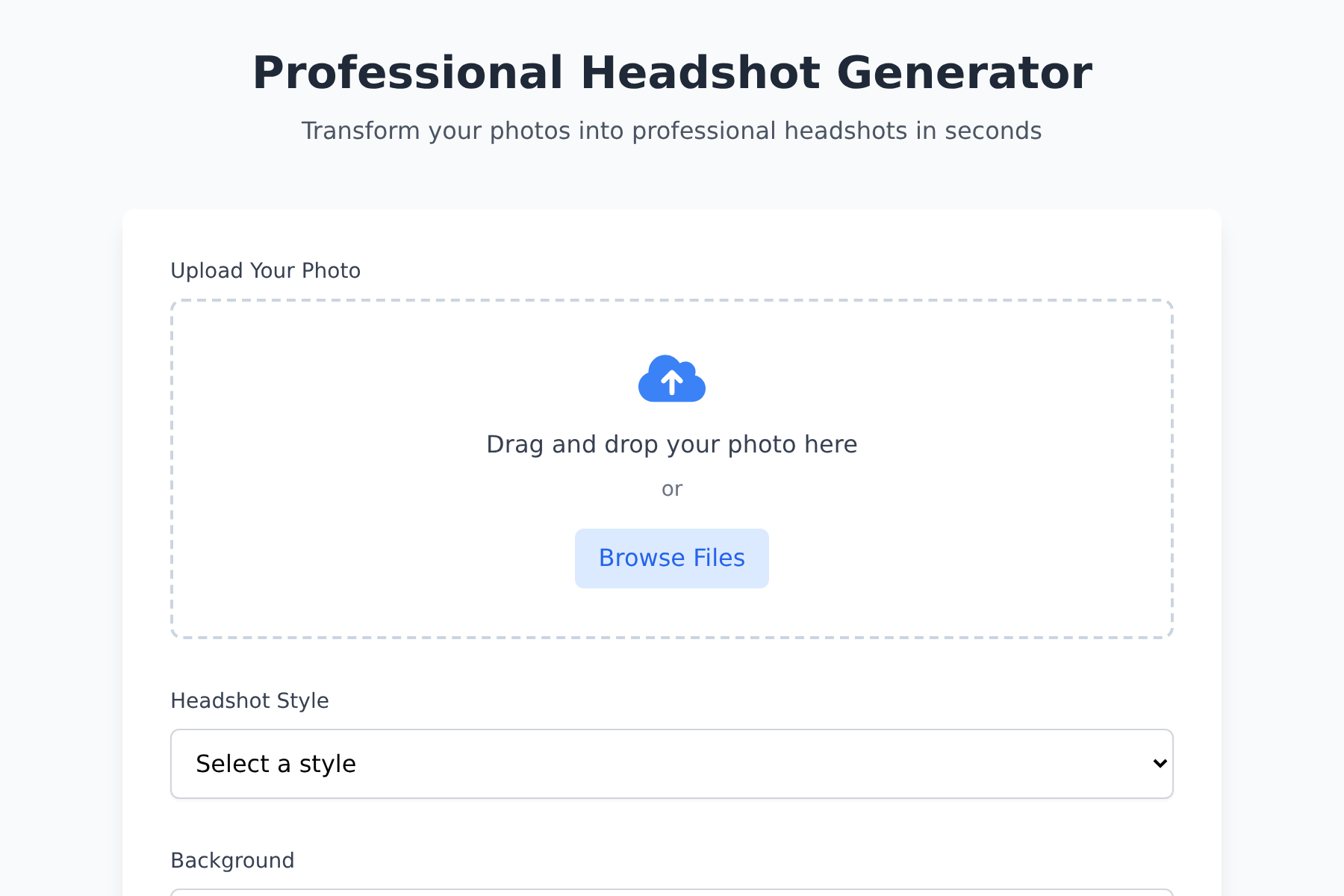 Screenshot of Pro Headshot AI